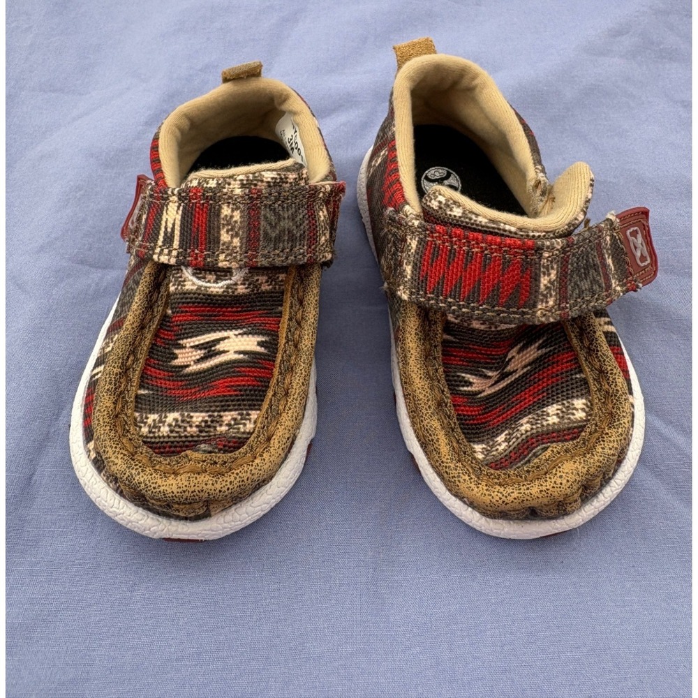 Twisted X Hooey Infant Loper Shoes Size 3M Red Aztec Driving Mocc IHYC001